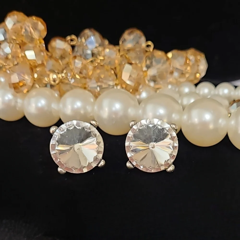 Set of 3 Large Crystal Stud Earrings